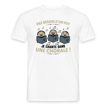 Pas Besoin D'un Psy Je Chante Dans Une Chorale - T-shirt homme - blanc - Devant - AI Model Male 178 dark (178cm)
