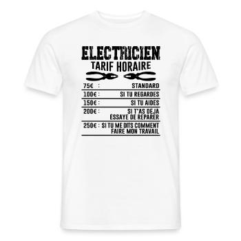 Le Tarif Horaire D'un Électricien - T-shirt homme - blanc - Devant - AI Model Male 178 dark (178cm)
