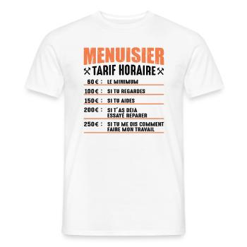 Le Tarif Horaire D'un Menuisier - T-shirt homme - blanc - Devant - AI Model Male 178 dark (178cm)