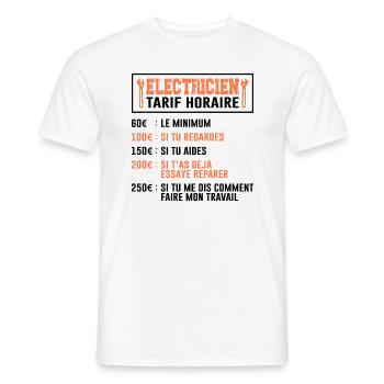 Le Tarif Horaire D'un Électricien - T-shirt homme - blanc - Devant - AI Model Male 178 dark (178cm)