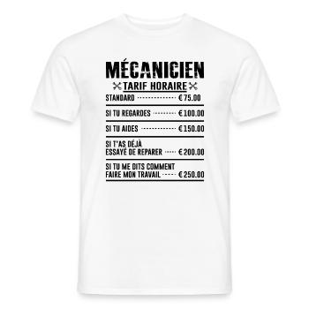 Le Tarif Horaire D'un Mécanicien - T-shirt homme - blanc - Devant - AI Model Male 178 dark (178cm)