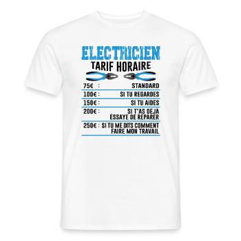 Le Tarif Horaire D'un Électricien - T-shirt homme - blanc - Devant - AI Model Male 178 dark (178cm)