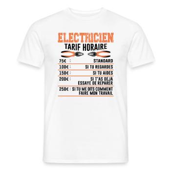 Le Tarif Horaire D'un Électricien - T-shirt homme - blanc - Devant - AI Model Male 178 dark (178cm)