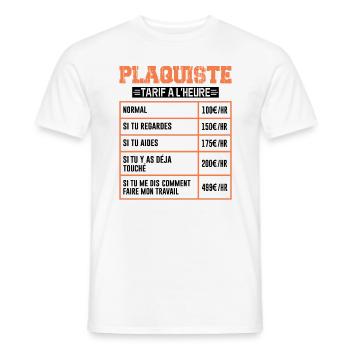 Le Tarif Horaire D'un Plaquiste - T-shirt homme - blanc - Devant - AI Model Male 178 dark (178cm)