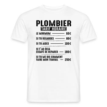 Le Tarif Horaire D'un Plombier - T-shirt homme - blanc - Devant - AI Model Male 178 dark (178cm)