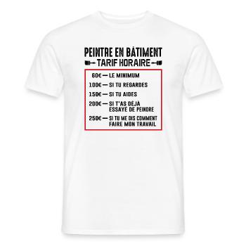 Peintre En Bâtiment Tarif Horaire - T-shirt homme - blanc - Devant - AI Model Male 178 dark (178cm)