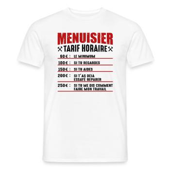 Le Tarif Horaire D'un Menuisier - T-shirt homme - blanc - Devant - AI Model Male 178 dark (178cm)