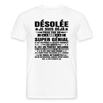 Amour Cadeau Saint Valentin Love Mariage Amoureux - T-shirt homme - blanc - Devant - AI Model Male 178 dark (178cm)