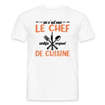 Ici C'est Moi Le Chef Cuisine Restaurant Cuisinier - T-shirt homme - blanc - Devant - AI Model Male 178 dark (178cm)