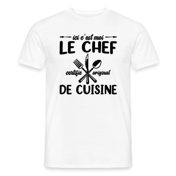 Ici C'est Moi Le Chef Cuisine Restaurant Cuisinier - T-shirt homme - blanc - Devant - AI Model Male 178 dark (178cm)