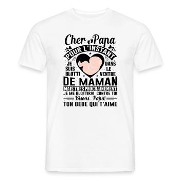 Naissance Enceinte Humour Idée Cadeau Papa Amour - T-shirt homme - blanc - Devant - AI Model Male 178 dark (178cm)