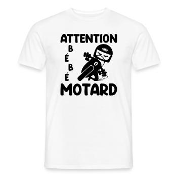 Attention Bébé Motard Moto Bike Idée Cadeau Papa - T-shirt homme - blanc - Devant - AI Model Male 178 dark (178cm)