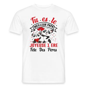 Papa Idée Cadeau Anniversaire Humour Noël Amour - T-shirt homme - blanc - Devant - AI Model Male 178 dark (178cm)