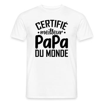 Certifié Meilleur Papa Du Monde - T-shirt homme - blanc - Devant - AI Model Male 178 dark (178cm)