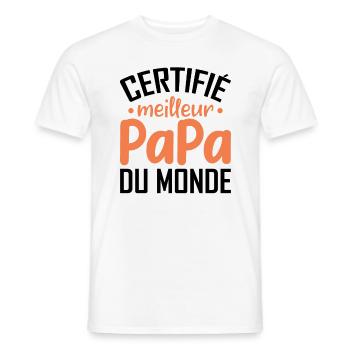 Certifié Meilleur Papa Du Monde - T-shirt homme - blanc - Devant - AI Model Male 178 dark (178cm)