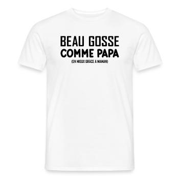 Beau Gosse Comme Papa Cadeau Maman Body Enceinte - T-shirt homme - blanc - Devant - AI Model Male 178 dark (178cm)