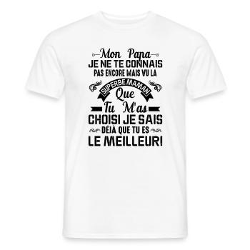 Papa Maman Enceinte Noël Idée Cadeau Amour Body - T-shirt homme - blanc - Devant - AI Model Male 178 dark (178cm)