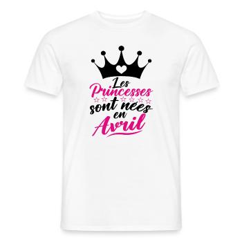 Les Princesses Sont Nées En Avril - T-shirt homme - blanc - Devant - AI Model Male 178 dark (178cm)