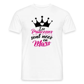 Les Princesses Sont Nées En Mars - T-shirt homme - blanc - Devant - AI Model Male 178 dark (178cm)