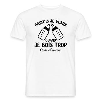 Parfois Je Vomis Quand Je Bois Trop Comme Parrain - T-shirt homme - blanc - Devant - AI Model Male 178 dark (178cm)