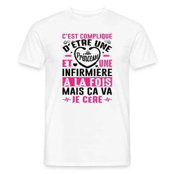 Infirmière Princesse Cadeau Anniversaire Médecine - T-shirt homme - blanc - Devant - AI Model Male 178 dark (178cm)