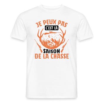Je Peux Pas C'est La Saison De La Chasse Chasser - T-shirt homme - blanc - Devant - AI Model Male 178 dark (178cm)