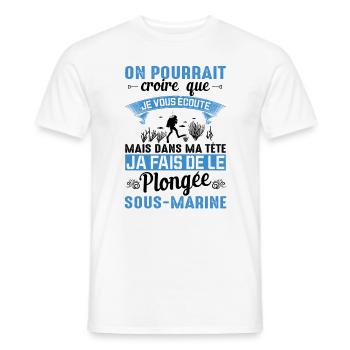 Dans Ma Tête Je Fais De La Plongée Piscine Sport - T-shirt homme - blanc - Devant - AI Model Male 178 dark (178cm)