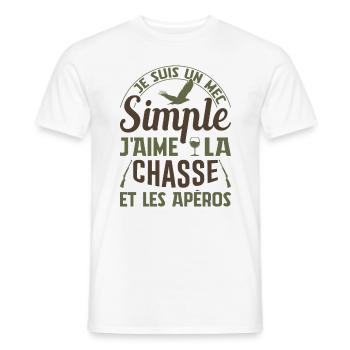 Chasse Et Apéros Chasser Cadeau Anniversaire Mec - T-shirt homme - blanc - Devant - AI Model Male 178 dark (178cm)