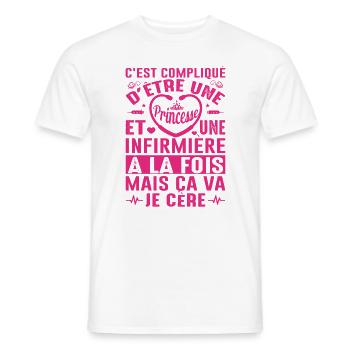 Princesse Et Infirmière Cadeau Anniversaire Noël - T-shirt homme - blanc - Devant - AI Model Male 178 dark (178cm)