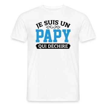 Papy Qui Déchire Fête Des Pères Anniversaire Noël - T-shirt homme - blanc - Devant - AI Model Male 178 dark (178cm)