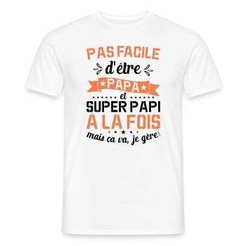 Papa Et Super Papy Fête Des Pères Cadeau De Noël - T-shirt homme - blanc - Devant - AI Model Male 178 dark (178cm)