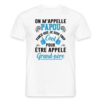 On M'appelle Papou Fête Des Pères Anniversaire Dad - T-shirt homme - blanc - Devant - AI Model Male 178 dark (178cm)