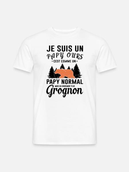 Papy Ours Cadeau Fête Des Pères Anniversaire Noël - T-shirt homme - blanc