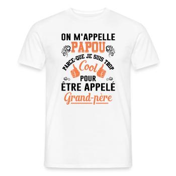 On M'appelle Papou Fête Des Pères Anniversaire Dad - T-shirt homme - blanc - Devant - AI Model Male 178 dark (178cm)