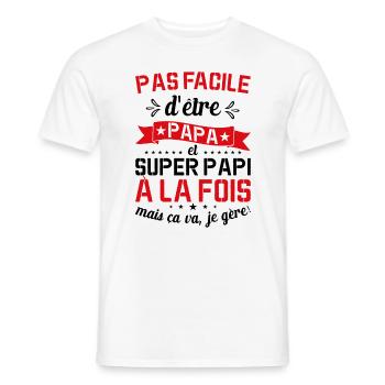 Papa Et Super Papy Fête Des Pères Cadeau De Noël - T-shirt homme - blanc - Devant - AI Model Male 178 dark (178cm)