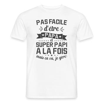 Papa Et Super Papy Fête Des Pères Cadeau De Noël - T-shirt homme - blanc - Devant - AI Model Male 178 dark (178cm)
