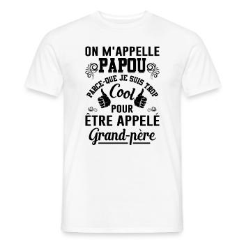 On M'appelle Papou Fête Des Pères Anniversaire Dad - T-shirt homme - blanc - Devant - AI Model Male 178 dark (178cm)