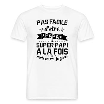 Papa Et Super Papy Fête Des Pères Cadeau De Noël - T-shirt homme - blanc - Devant - AI Model Male 178 dark (178cm)