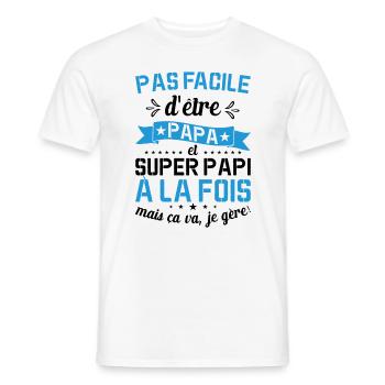 Papa Et Super Papy Fête Des Pères Cadeau De Noël - T-shirt homme - blanc - Devant - AI Model Male 178 dark (178cm)