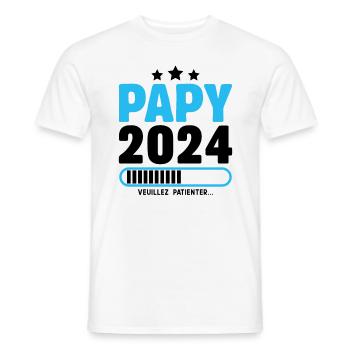 Papy 2024 Idée Cadeau Fête Des Pères Cool Annonce - T-shirt homme - blanc - Devant - AI Model Male 178 dark (178cm)