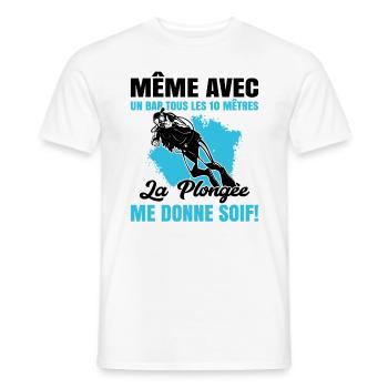 La Plongée Me Donne Soif Mer Cadeau Plongeur Apnée - T-shirt homme - blanc - Devant - AI Model Male 178 dark (178cm)