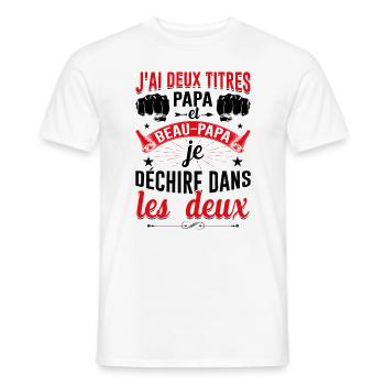 J'ai Deux Titres Papa Et Beau-papa Fête Des Pères - T-shirt homme - blanc - Devant - AI Model Male 178 dark (178cm)