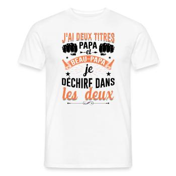 J'ai Deux Titres Papa Et Beau-papa Fête Des Pères - T-shirt homme - blanc - Devant - AI Model Male 178 dark (178cm)