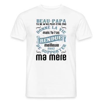 Beau-père Beau Papa Beaupère Beau-papa Amour Bonus - T-shirt homme - blanc - Devant - AI Model Male 178 dark (178cm)
