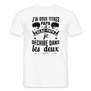 J'ai Deux Titres Papa Et Beau-papa Fête Des Pères - T-shirt homme - blanc - Devant - AI Model Male 178 dark (178cm)