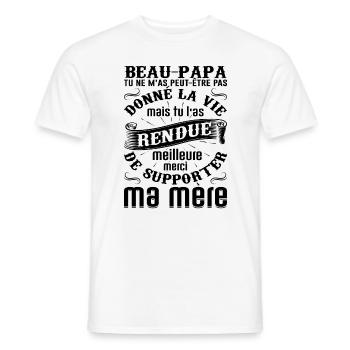 Beau-père Beau Papa Beaupère Beau-papa Amour Bonus - T-shirt homme - blanc - Devant - AI Model Male 178 dark (178cm)