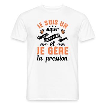 Super Beau-père Papa Idée Cadeau Fête Des Pères - T-shirt homme - blanc - Devant - AI Model Male 178 dark (178cm)
