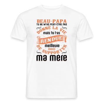 Beau-père Beau Papa Beaupère Beau-papa Amour Bonus - T-shirt homme - blanc - Devant - AI Model Male 178 dark (178cm)
