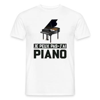 Je Peux Pas J'ai Piano Idée Cadeau Anniversaire - T-shirt homme - blanc - Devant - AI Model Male 178 dark (178cm)