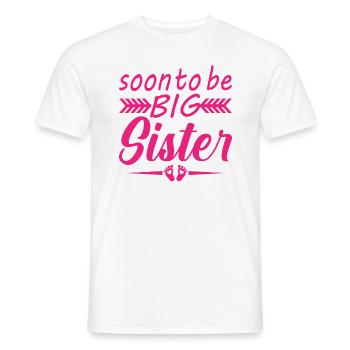 Bientôt Grande Sœur Enceinte Maman Grossesse - T-shirt homme - blanc - Devant - AI Model Male 178 dark (178cm)